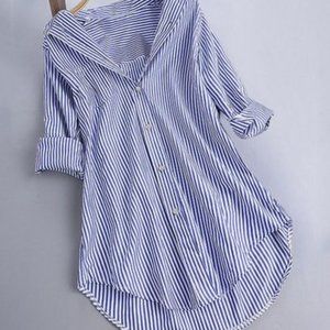 Blue Stripe Button-Up - Women